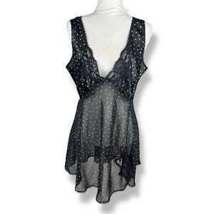 Sheer Polka Dot Babydoll Dress Womens Size XL Lingerie Boudoir Volup Vintage